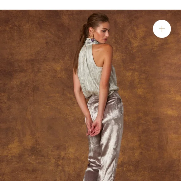 Odille Anthropologie Odile Women's Medium Halter Top Silver Crystal New Tags - Picture 2 of 7